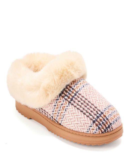 Dearfoams Pink Hannah Festive Knit Clog House Shoe Slipper
