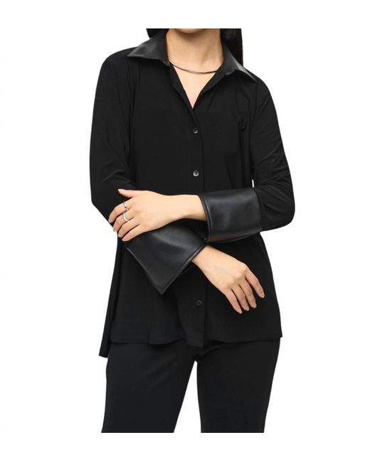 Joseph Ribkoff Black Minimalist Cutaway Nightout Shirt