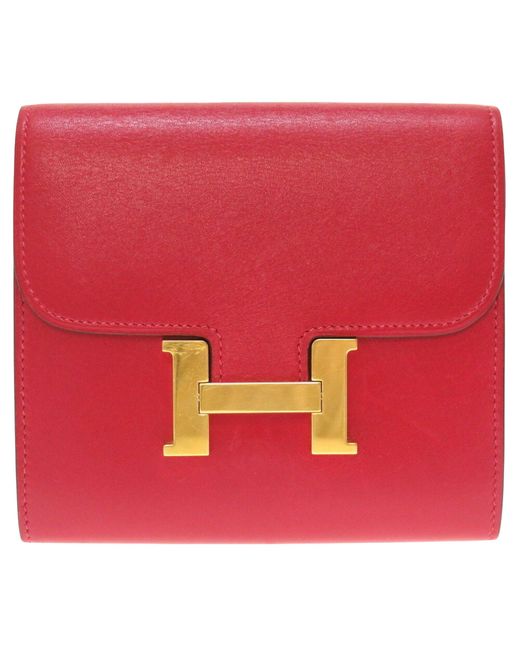 Hermès Red Constance Leather Wallet (pre-owned)