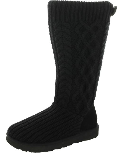 Ugg Black Cardi Cable Knit Comfort Knee-high Boots