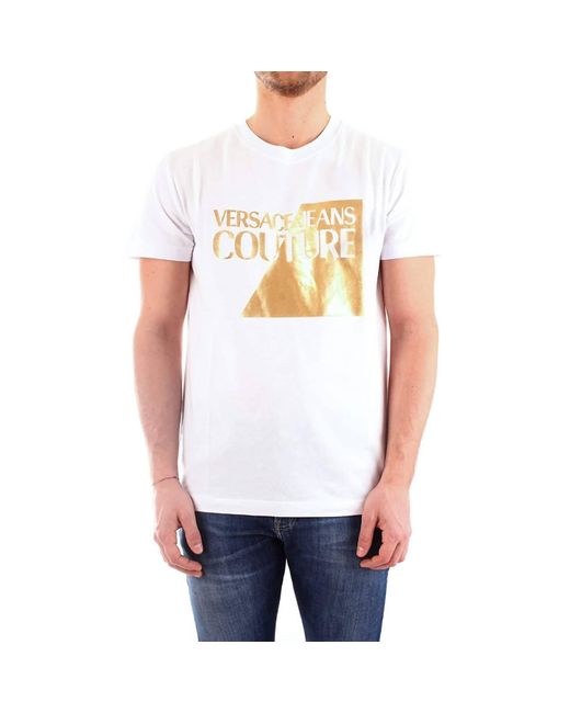 Versace White Gold Logo Short Sleeve T-shirt for men