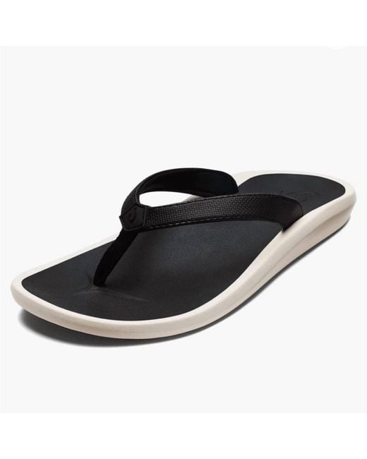 Olukai Black Pi'Oe Beach Sandals