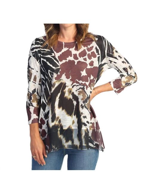 Jess & Jane Black Savannah Tunic With Contrast In Brown