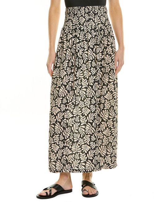 WeWoreWhat Smocked Slit Linen-blend Maxi Skirt in Black | Lyst