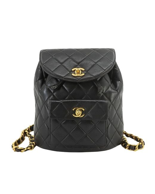 Chanel Black Matelassé Leather Backpack Bag (pre-owned)