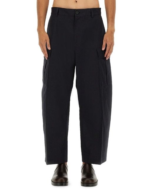 Studio Nicholson Black Cotton Cargo Pants With Relaxed Fit for men