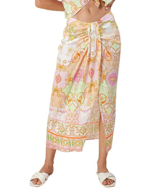 Hale Bob Natural Long Linen Skirt