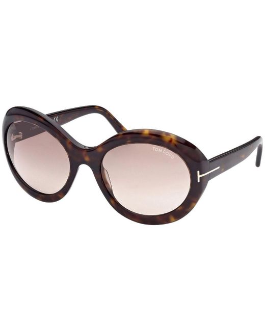Tom Ford Brown Oval Full Rim, With A Dark Havana Frame And Gradient Lens