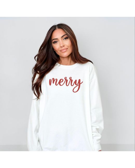 Simply Sage Market White Embroidered Merry Cursive