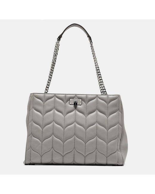 Michael Kors Gray Quilted Leather Peyton Large Convertible Tote