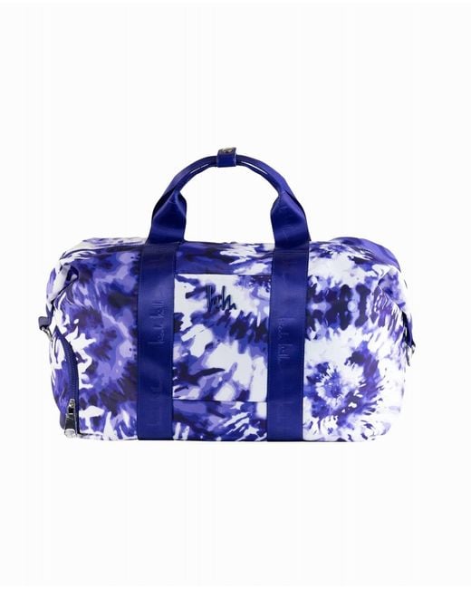 Nicole Miller Blue Nylon Crossbody Weekender Bag