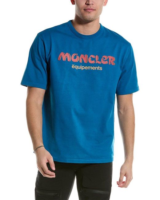 Moncler Blue Heavy Knit T-shirt for men
