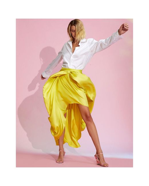 Cynthia Rowley Yellow Silk Bow Skirt