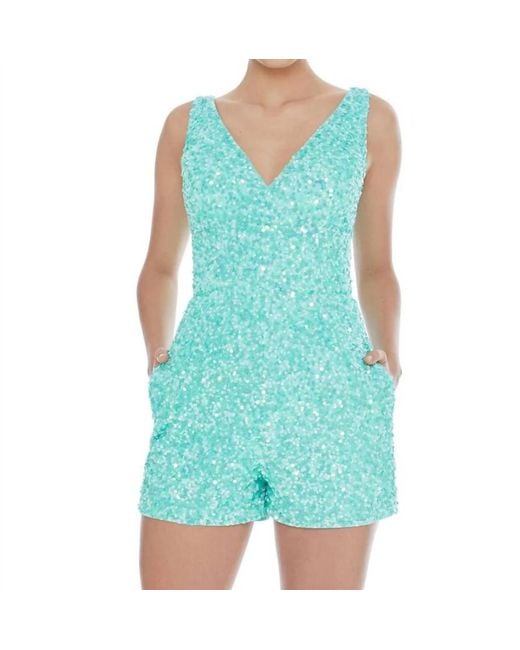Ashley Lauren Blue Sequin Romper