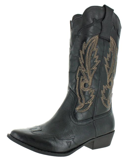 Matisse Black Cimmaron Faux Leather Pointed Toe Cowboy, Western Boots