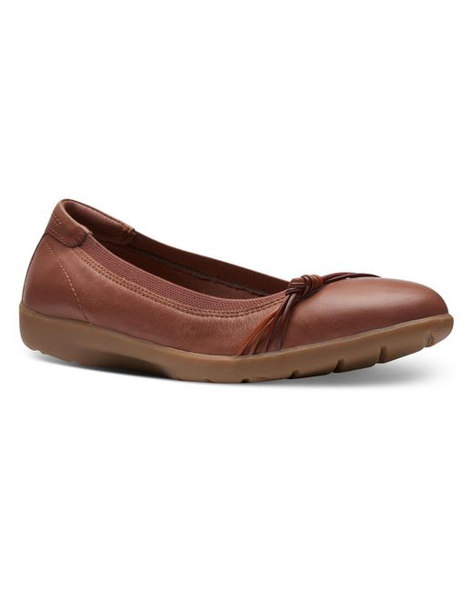 Clarks Brown Meadow Rae Leather Embellished Ballet Flats