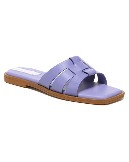 Franco Sarto Blue Leather Strappy Slide Sandals