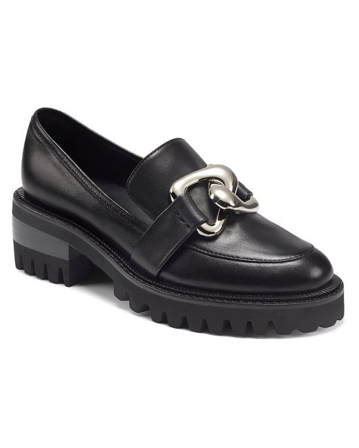 Aerosoles Black Lilia Leather Slip On Loafer Heels