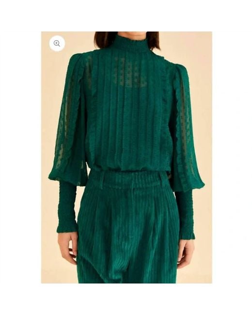 Farm Rio Green Ruffled Long Sleeve