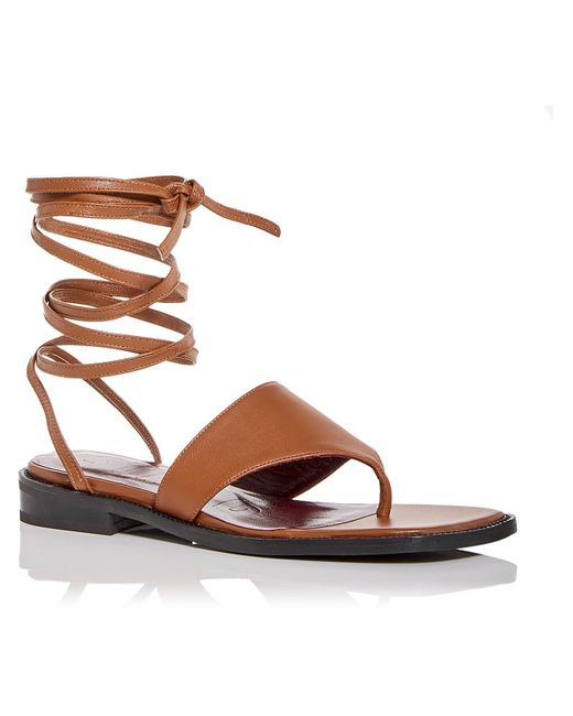 STAUD Alexandre Lace Up Sandal Leather Flat Thong Sandals in Brown Lyst