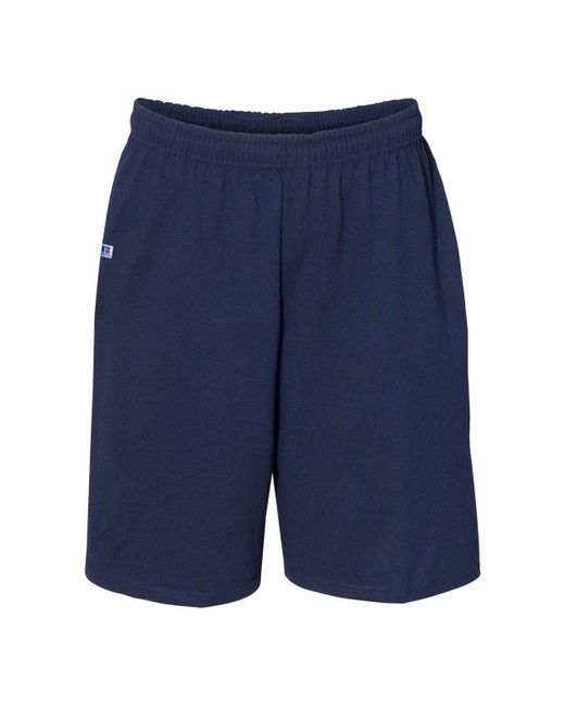 Russell Blue Essential Jersey Cotton Shorts With Pockets for men