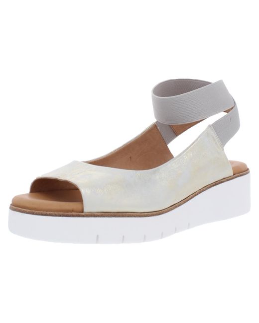 Corso Como White Beeata Leather Ankle Strap Wedge Sandals