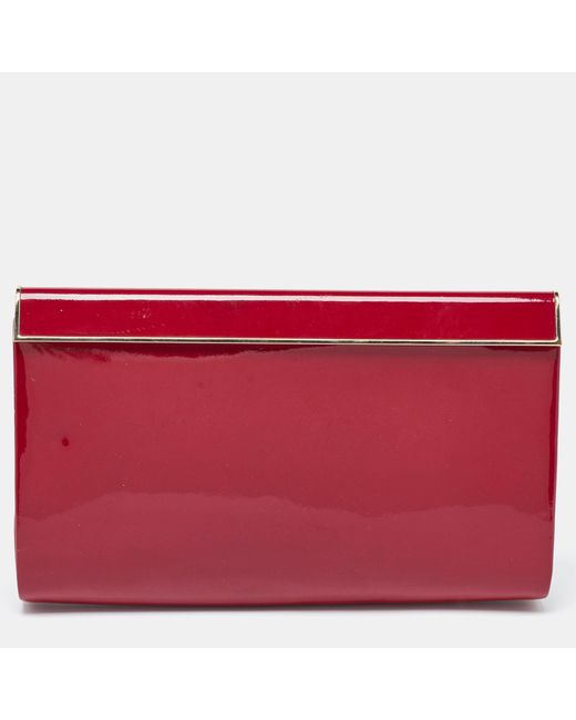 Jimmy Choo Red Patent Leather Carmen Frame Clutch