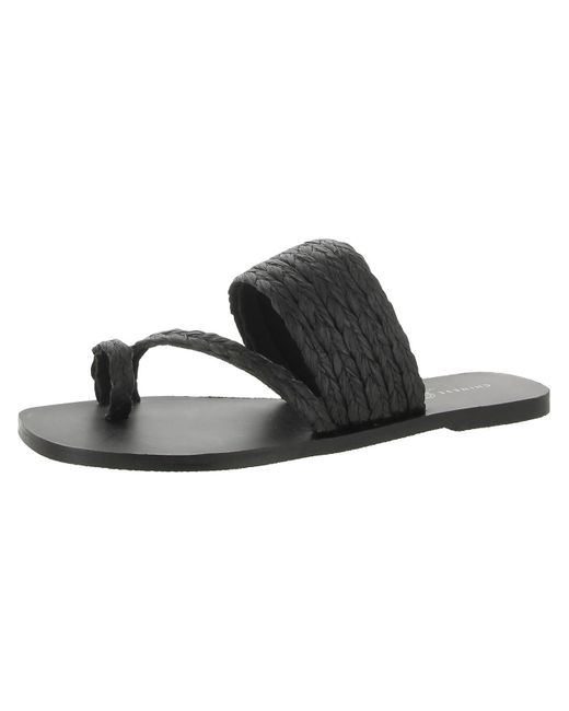 Chinese Laundry Black Rayva Woven Toe Loop Flat Sandals
