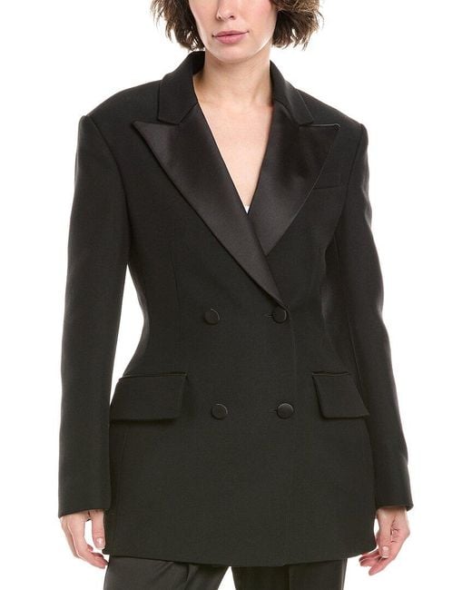 Michael Kors Black Sculpted Wool-Blend Blazer