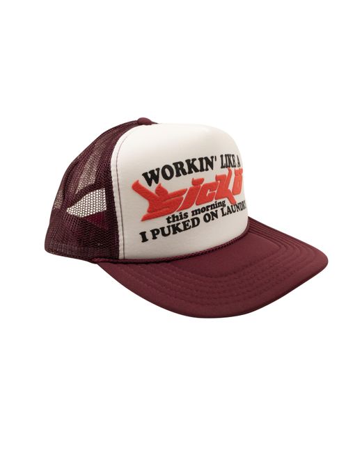 Sicko Red Burgundy And White Working Like A Trucker Hat for men