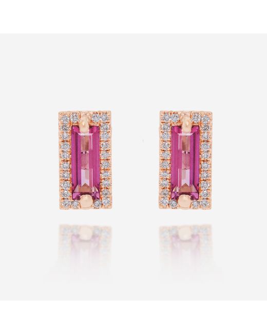 Suzanne Kalan Pink 14k Rose Gold Diamond And Topaz Stud Earrings Pe690-rgpt