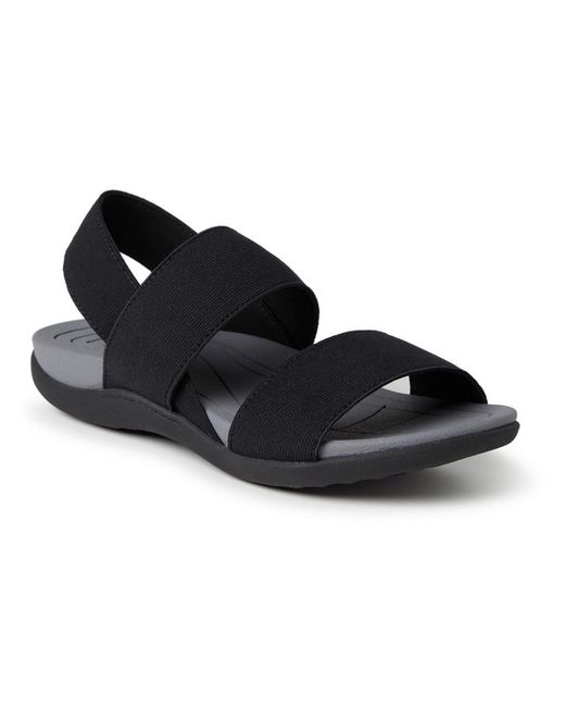 Dearfoams Black Memory Foam Cushioned Footbed Slide Sandals