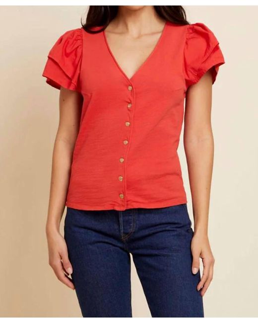 Nation Ltd Red Maria Femme Snap Tee