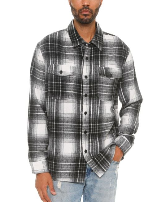 TRUEDAMES Gray Checkered Soft Flannel Shacket for men
