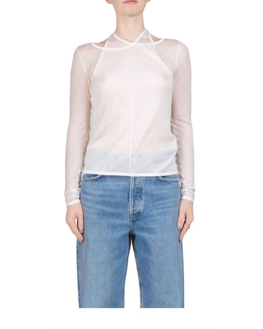 St. Agni Blue Semi Sheer Loop Top
