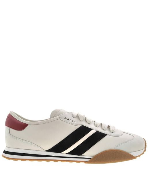 Bally White Sussex Side-Stripe Leather Sneakers for men