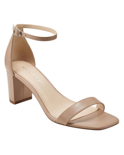 Marc Fisher Natural Jaron Leather Ankle Strap Heels