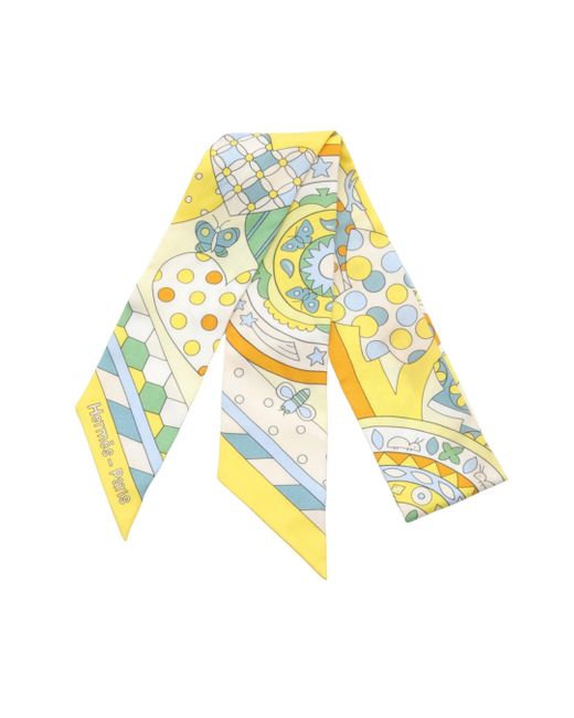 Hermès Yellow Twilly Les Murmures De La Foret Ribbon Scarf Silk Multicolor