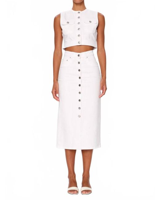 DL1961 White Lexie High Rise Denim Skirt Button Front