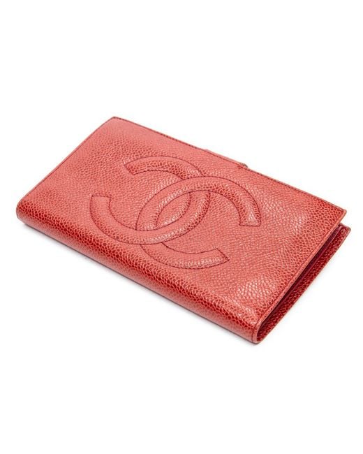 Chanel Red Cc Long Bifold Wallet