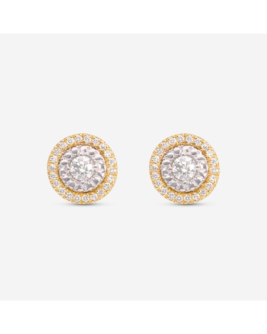 Roberto Coin Metallic Siena 18k Yellow & White Gold Diamond Dot Stud Earrings 111479ajerx0
