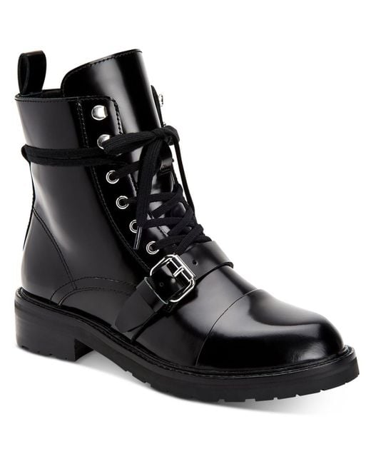 AllSaints Women's Black Donita Zipper Pull On Combat Lace-Up Boots