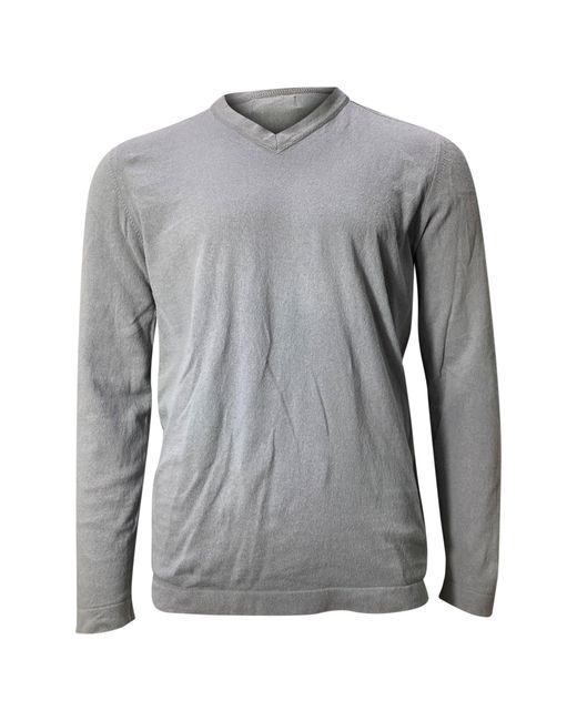 Stone Island Gray Button-Embellished V-Neck Sweatshirt for men