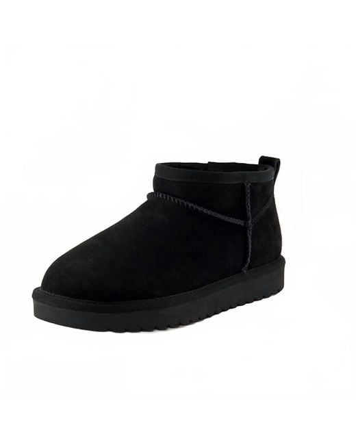 Cushionaire Women's Black Hip Two Genuine Suede Ankle Snow Boots