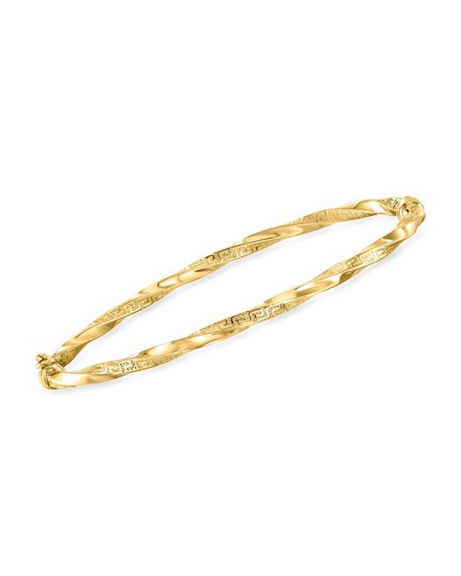 Ross-Simons Metallic Italian 14kt Yellow Gold Greek Key Twisted Bangle Bracelet