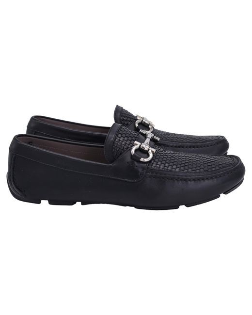 Ferragamo Woven Gancini Moccasin Loafers in Blue for Men Lyst