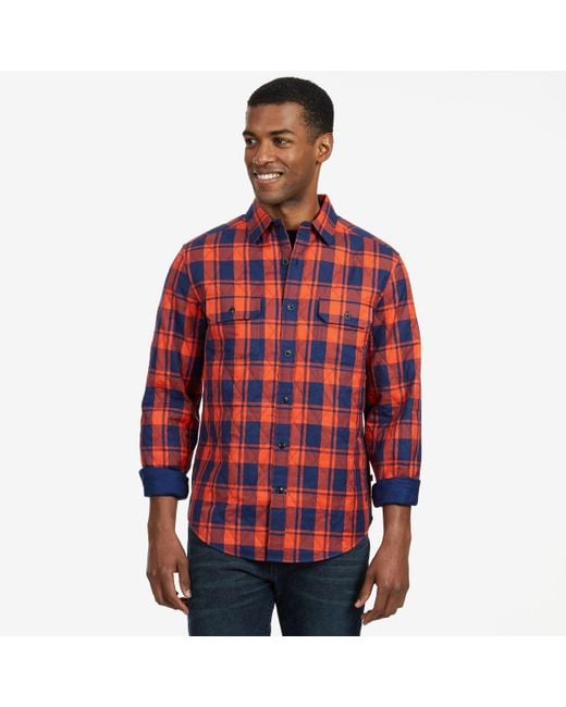 Nautica Red Big & Tall Quilted Plaid Shirt for men