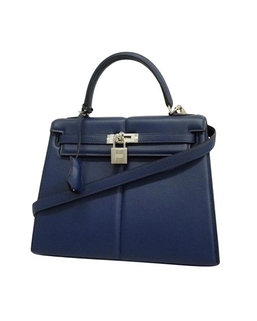 Hermès Blue Kelly 25 Leather Handbag (pre-owned)