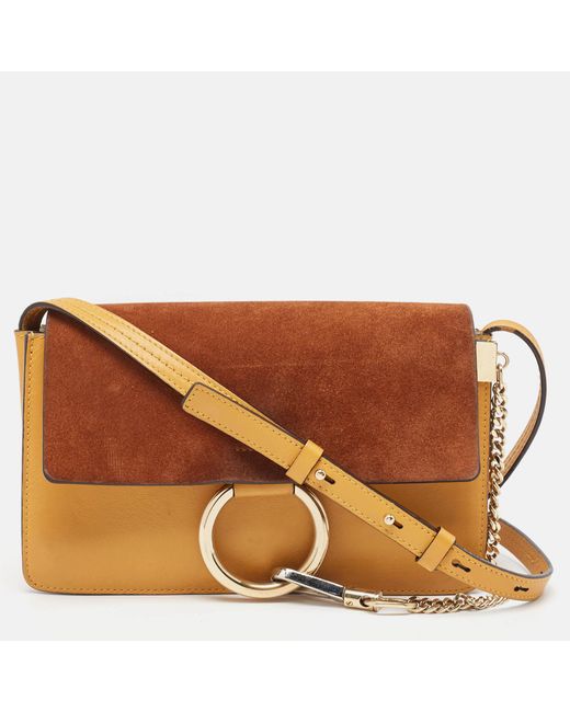Chloé Brown/ Leather And Suede Small Faye Shoulder Bag