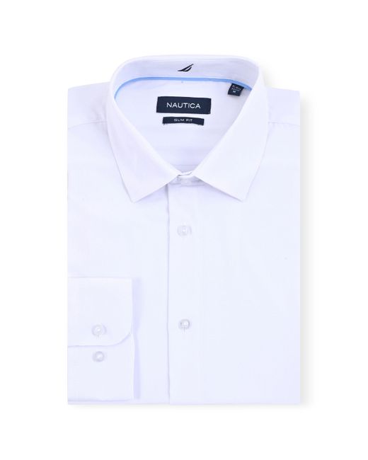 Nautica White Wrinkle-resistant Dress Shirt for men
